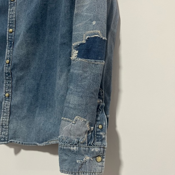 AllSaints distressed denim shirt - Picture 4 of 6